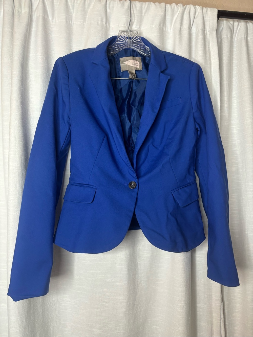 Love 21 Womens Royal Blue Single-Button Blazer